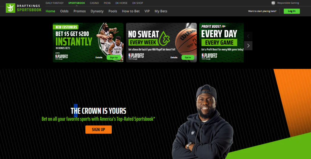 Draftkings homepage screenshot